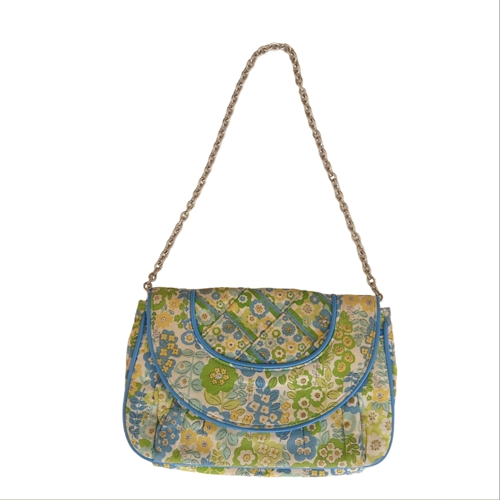 Vera Bradley Floral English Meadow Chain Shoulder Bag Blue Green Grannycore